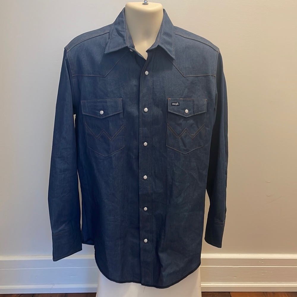 Wrangler Men's Rigid Denim 70127 MW Cowboy Cut Long Sleeve Western Shirt